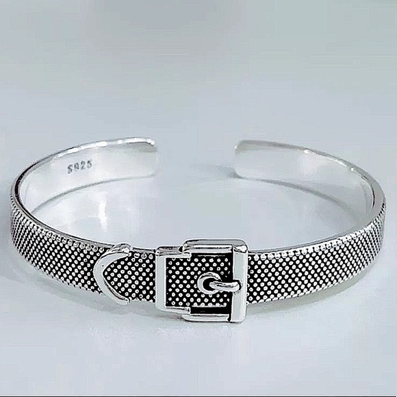 Buckle Sterling Silver Buckle Bangle  Cuff Bracelet - Picture 4 of 6